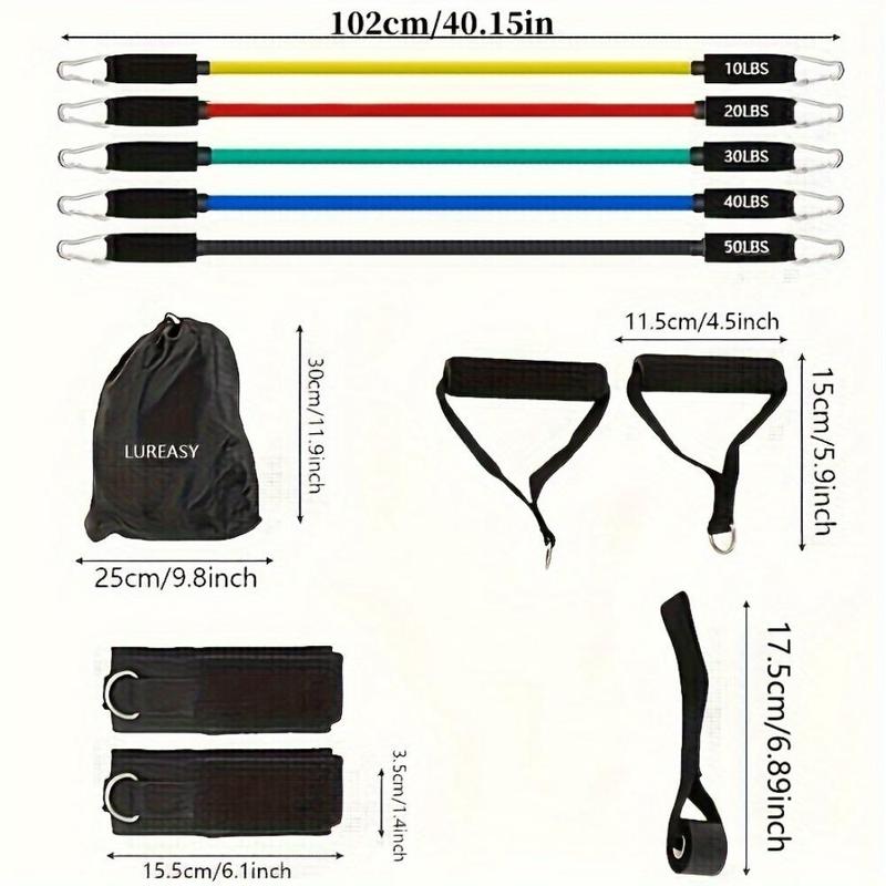 Resistance Band Set, 11pcs set Fitness Resistance Band with Storage Bag, Multifunctional Home Gym Workout Equipment for Women & Men