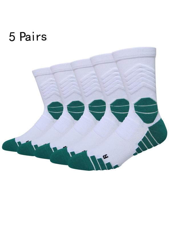 Men's Basketball Socks, Athletic Cushioned Crew Socks with Arch Compression Design, Sports Socks for All Seasons