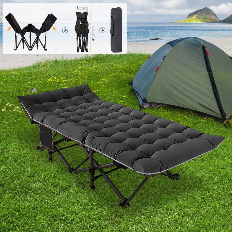 DoCred Camping Cot with Comfortable Mattress Cots for Sleeping with Pad Heavy Duty Camping Bed Sleeping Cot Include Carry Bag Camping Cots for Adults Home Office Nap Vocation Outdoor