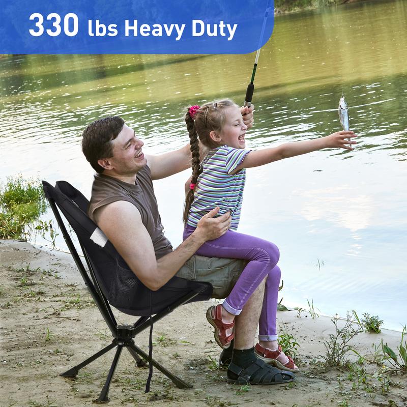 2024 Camping Gadgets Portable Swivel Camping Chair, Quick Setup Folding Chair With Cup Holders, Side Pockets And Carry Bag，Holds up to 330 Pounds