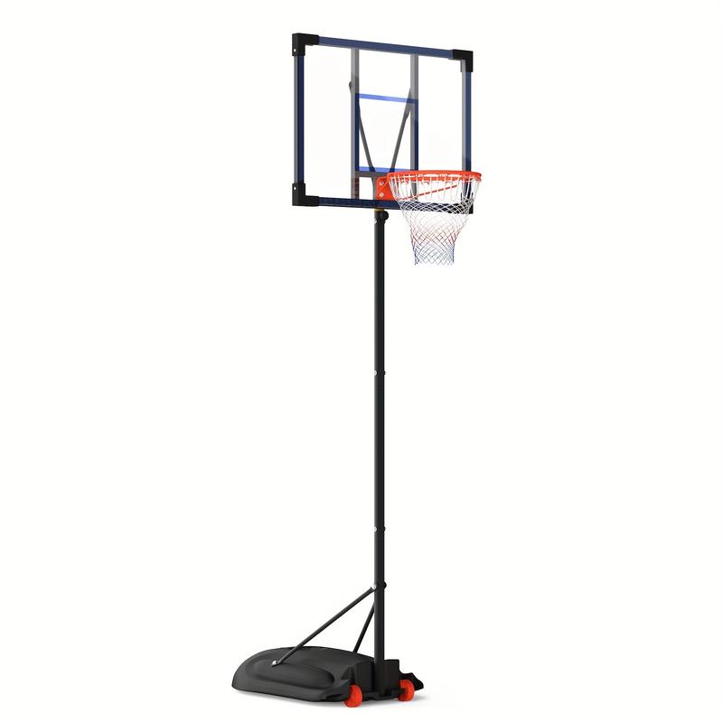 Adjustable Basketball Hoop For Outdoor Use, 8-10ft Portable System With 32-Inch Shatterproof Backboard And Sturdy Base