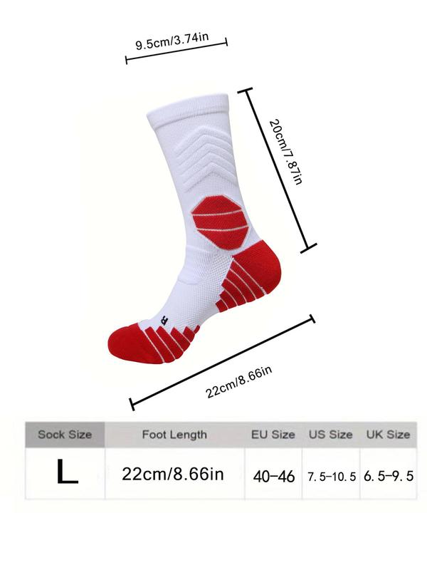 Men's Basketball Socks, Athletic Cushioned Crew Socks with Arch Compression Design, Sports Socks for All Seasons