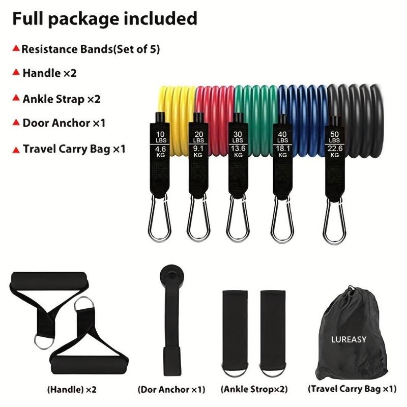 Resistance Band Set, 11pcs set Fitness Resistance Band with Storage Bag, Multifunctional Home Gym Workout Equipment for Women & Men