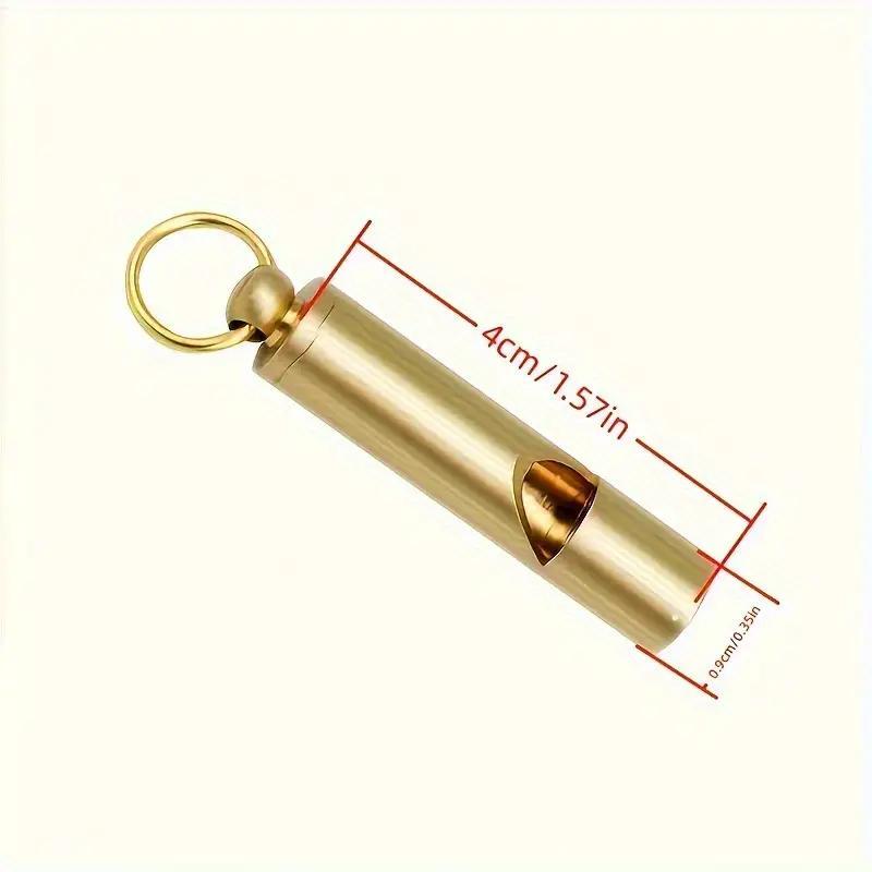 Brass Outdoor Survival Whistle with Keychain, 4 Counts set Durable Emergency Tool, Outdoor Adventure Loud & Clear Sound Whistle for Hiking, Camping