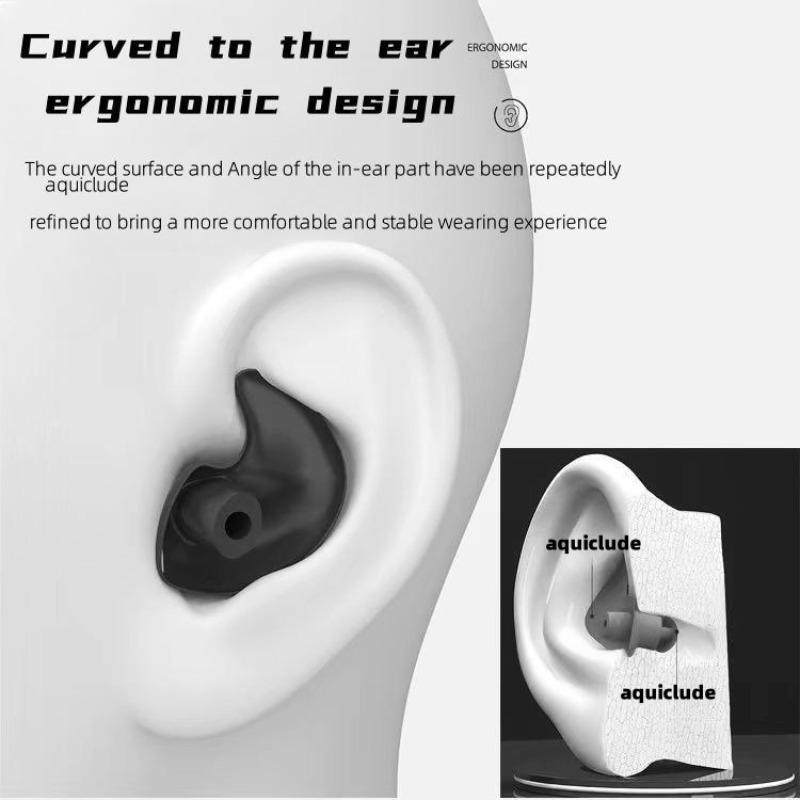 1 Pair Silicone Waterproof Spiral Swimming Earplugs with Storage Box, Portable Durable Earplugs, Swimming Accessories