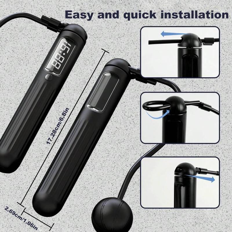 Rechargeable Smart Jump Rope, 1 Set Adjustable Digital Counting Weighted Wireless Jump Rope, Fitness Equipment for Home Gym, Suitable for Men and Women, Christmas Gift