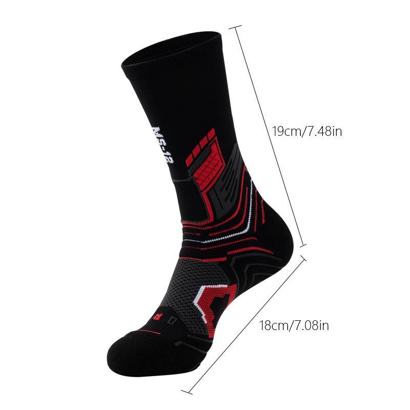 Sporty Men's Colorblock & Letter Print Mid-calf Socks, 1 Pair Sport Breathable Comfortable Crew Socks, Socks for Men, Athletic Running Socks for Men