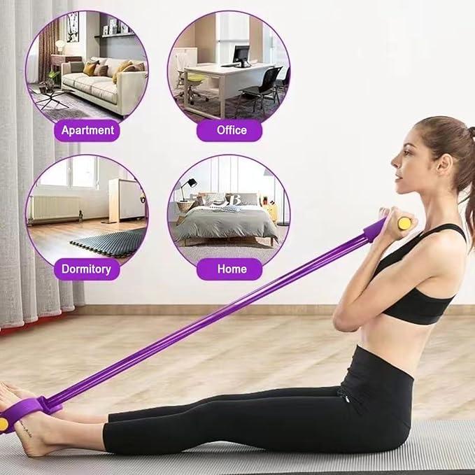 Tension Rope, 4-Tube Elastic Yoga Pedal Puller Resistance Band, Natural Latex Fitness Equipment, for Abdomen Waist Arm Leg Stretching Training Pedal Tension Rope for Shoulder & Back Pedal Tension