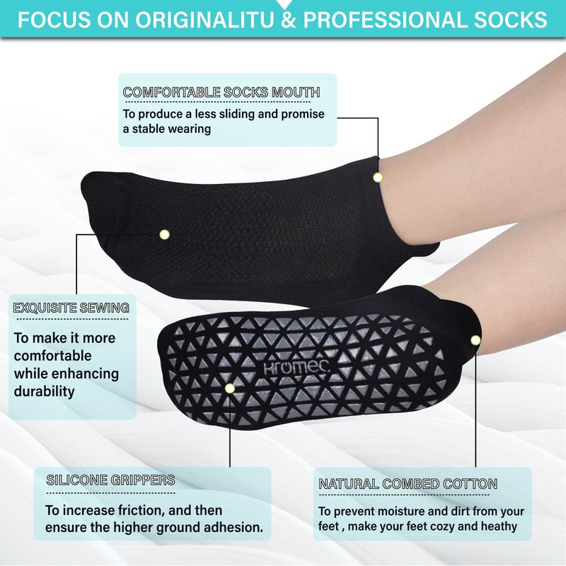 Non Slip Yoga Socks with Grips for Pilates, Ballet, Barre, Barefoot, Hospital Anti Skid Socks for Women and Men