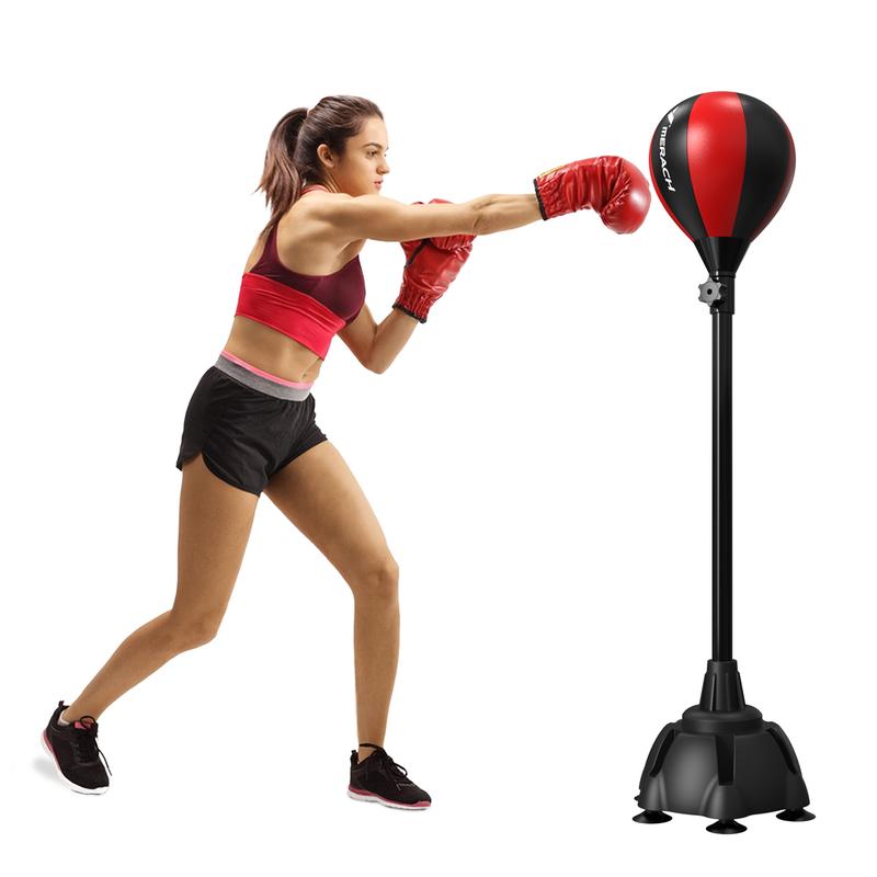 MERACH Freestanding Punching Ball with Stand, Punching Bag for Adults & Teens, Adjustable Height Boxing Bag for Stress Relief & Fitness with Boxing Gloves