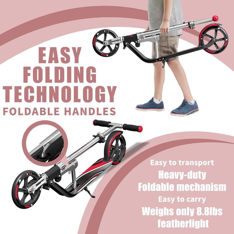 Scooter for Kids 6-12 & Adults | Adjustable Height, Foldable, Lightweight Aluminum Frame | Holds Up to 220lbs | Smooth Ride on Any Terrain