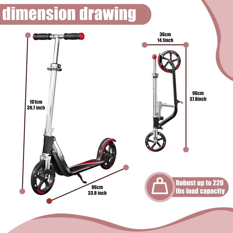 Scooter for Kids 6-12 & Adults | Adjustable Height, Foldable, Lightweight Aluminum Frame | Holds Up to 220lbs | Smooth Ride on Any Terrain