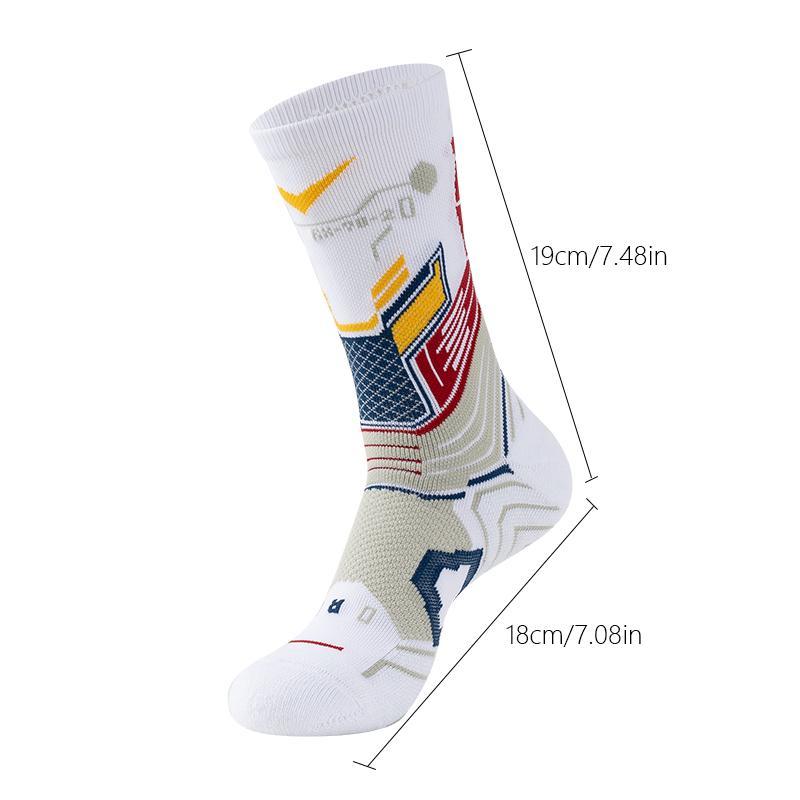 Sporty Men's Colorblock & Letter Print Mid-calf Socks, 1 Pair Sport Breathable Comfortable Crew Socks, Socks for Men, Athletic Running Socks for Men