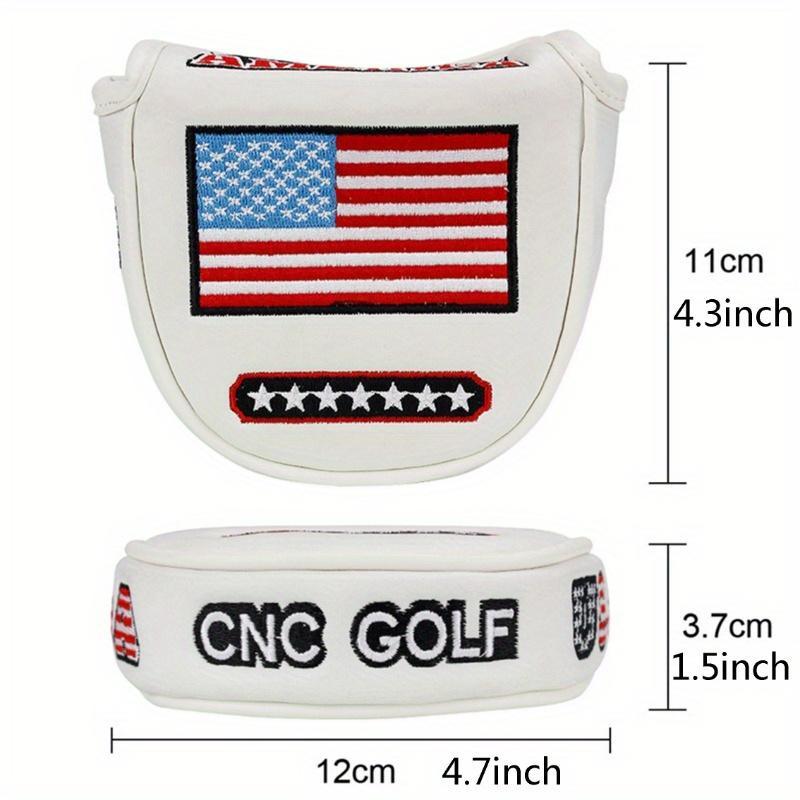 Fashionable PU Leather Golf Putter Cover, Flag Pattern Golf Accessories, Golf Club Head Cover, Golf Accessories for Men & Women