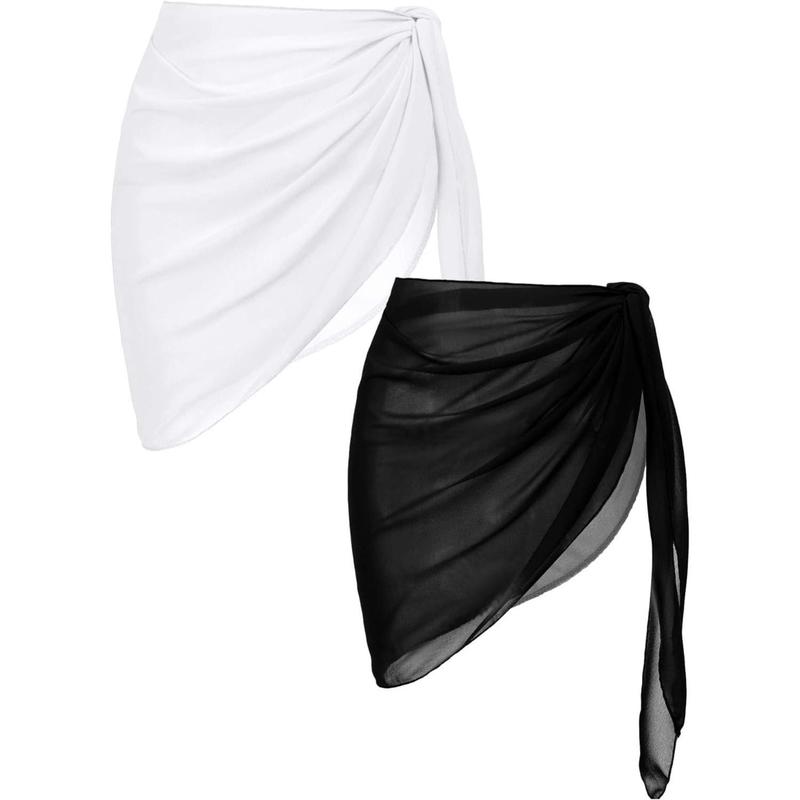 2-Pack Women’s Beach Sarongs | Sheer Chiffon Cover-Ups & Bikini Wrap Skirts | Stylish Swimwear for S-XXL | Perfect for Summer Fun!