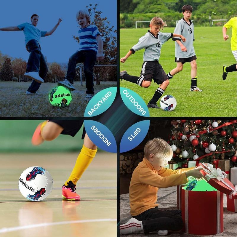 Glow in The Dark Soccer Ball Full Size 3 4 5,Sports Soccer Accessories Gifts Toys for Kids,Boys 8-12,Light Up Ball with Pump and Needles