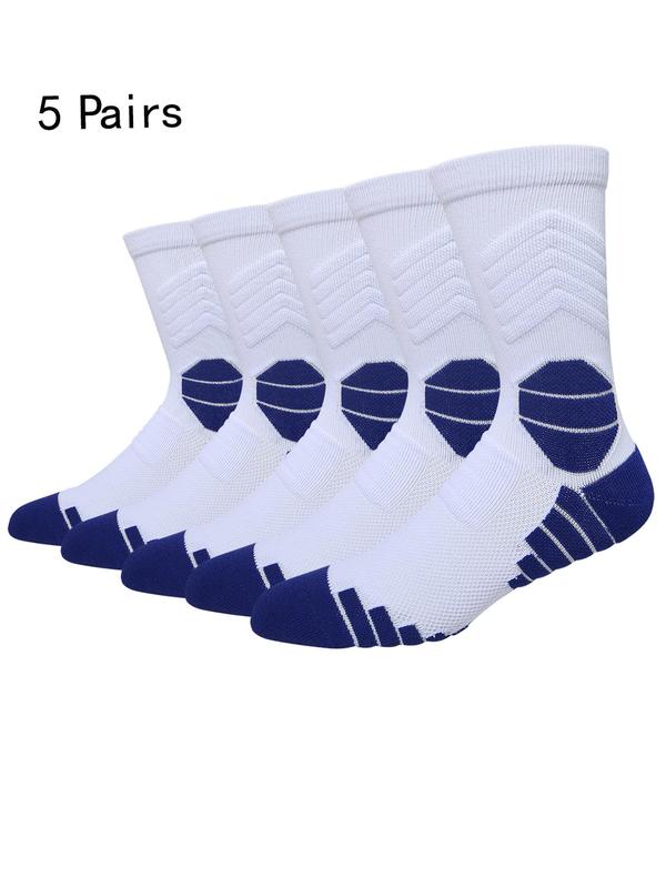 Men's Basketball Socks, Athletic Cushioned Crew Socks with Arch Compression Design, Sports Socks for All Seasons