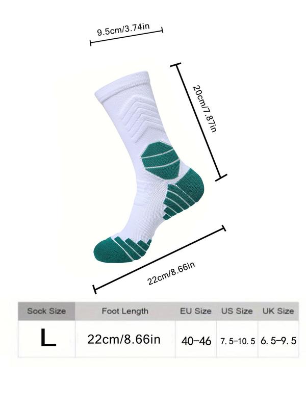 Men's Basketball Socks, Athletic Cushioned Crew Socks with Arch Compression Design, Sports Socks for All Seasons