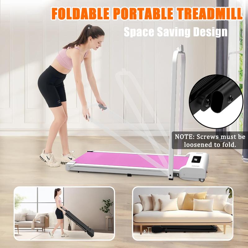 [Dufominc] Under Desk Treadmills Walking Pad, 2 in 1 Portable Treadmill with Handle Remote Control LED Display, Walking Jogging Machine for Home Office Use (265 lbs)