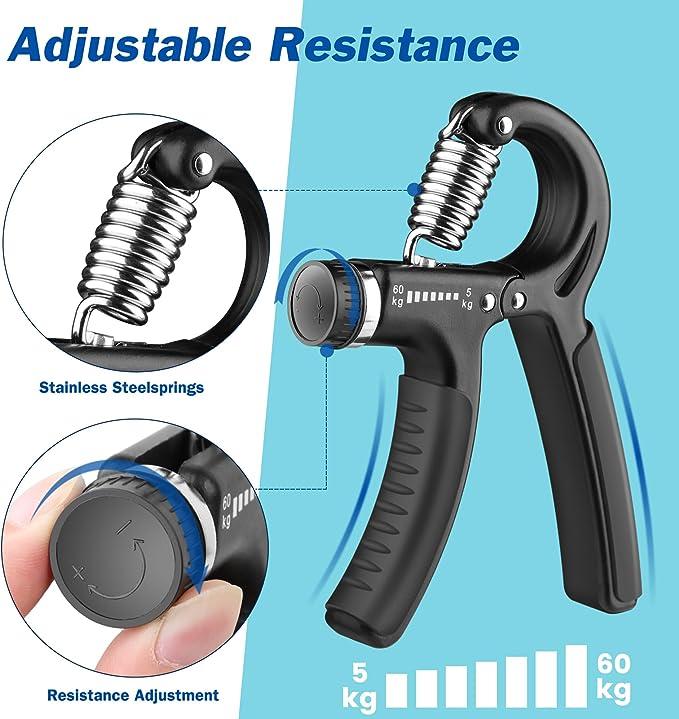 Grip Strength Trainer, Hand Grip Exerciser Strengthener with Adjustable Resistance 11-132 Lbs (5-60kg), Forearm Strengthener, Hand Exerciser for Muscle Building and Injury Recover