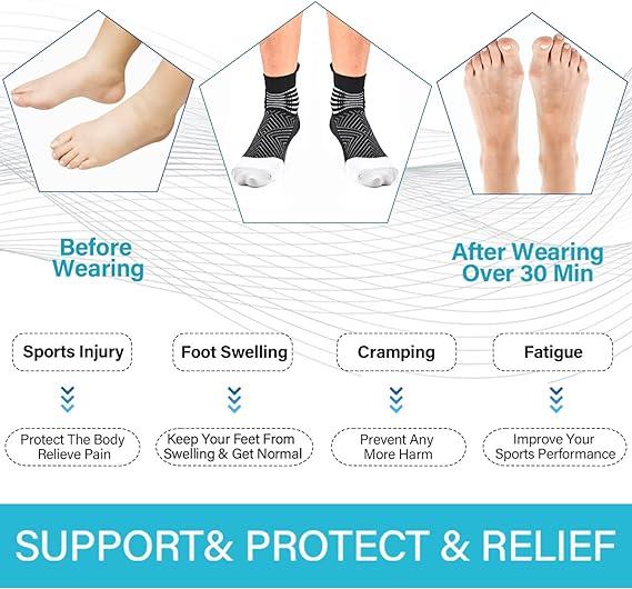 Compression Ankle Support Socks Man Women Soft Comfort Running, Hiking, Cushioned Athletic 2 3 6 Pairs