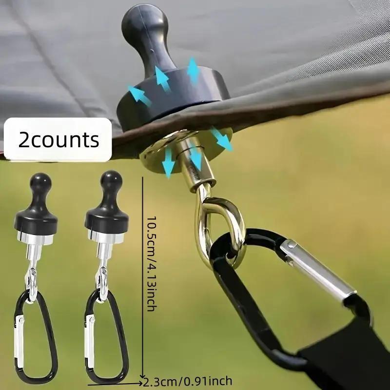 Magnetic Tent Hook, 2 Counts Outdoor Tent Magnetic Hook, Tent Accessories, Camping & Hiking Equipment for Outdoor Camping