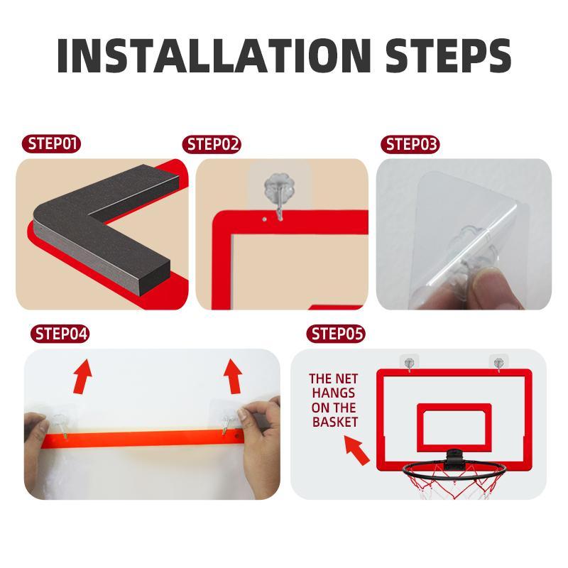 Indoor Basketball Frame, Foldable Non Perforated Wall Mounted Basketball Board, Basketball Stand Rebound with Basketball, Basketball Accessories