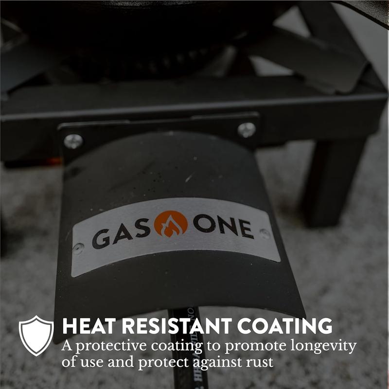 GasOne High Pressure Single Propane Burner - Outdoor Cooking with Heat Shield and Guard, Steel Braided Hose stove portable stove propane stove