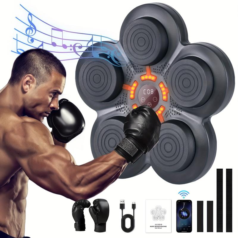 Music Boxing Glove with Boxing Machine, 2024 New Adult Music Boxing Machine, Wall-Mounted Boxing Machine with LED Electronic Music, Suitable for Home Indoor Fitness Equipment