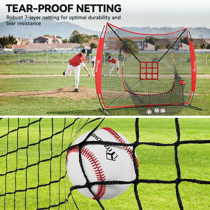 YITAHOME 7'x7' Baseball Practice Net for Hitting and Pitching, Portable Softball Net for Batting with Baseballs, Carrying Bag, Strike Zone, Baseball Nets for Backyard