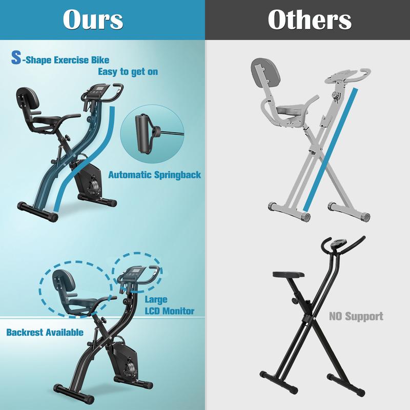 Relifesports 3-in-1 Folding Exercise Bike for Home lndoor Cycling Bicycles Fitness Cardio Workout,Foldable Stationary Bike with Arm Resistance Band