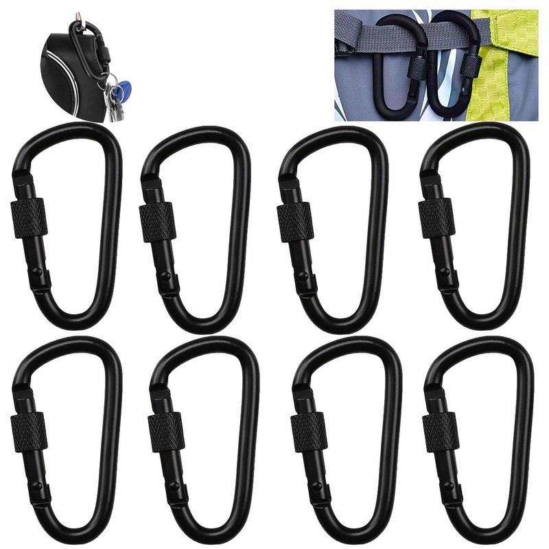 Climbing Carabiner, 12pcs set Durable Screw Gate Carabiner, Multifunctional Locking Carabiners for Outdoor Climbing, Hiking, Camping, Carabiner for School Backpacks, Camping Accessories Camping Gadgets 2024