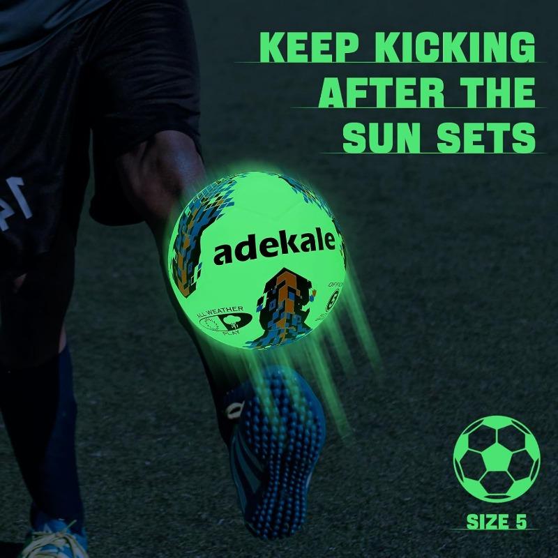 Glow in The Dark Soccer Ball Full Size 3 4 5,Sports Soccer Accessories Gifts Toys for Kids,Boys 8-12,Light Up Ball with Pump and Needles