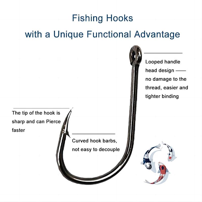 Stainless Steel Fishing Hooks, 1 Box Portable Fishing Hooks with Holes, 10 Specifications Durable Fishing Accessories for Fishermen