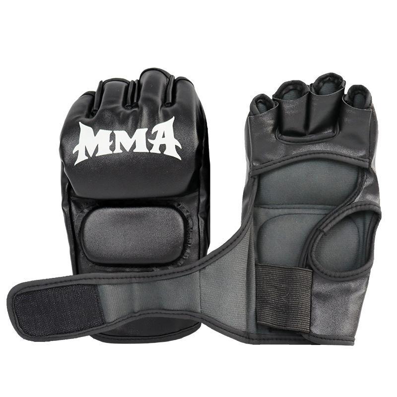 Fingerless Boxing Gloves, 1 Pair Thickened Shock Absorption Half Finger Boxing Gloves, Durable Muay Thai Martial Arts Training Gloves, Boxing Equipment Home Gym Equipment, Gym Accessories, Christmas Gift