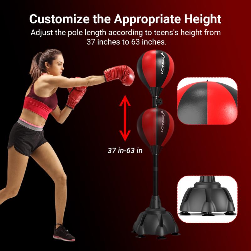 MERACH Freestanding Punching Ball with Stand, Punching Bag for Adults & Teens, Adjustable Height Boxing Bag for Stress Relief & Fitness with Boxing Gloves