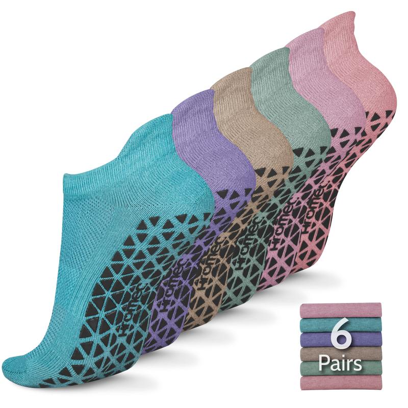 Non Slip Yoga Socks with Grips for Pilates, Ballet, Barre, Barefoot, Hospital Anti Skid Socks for Women and Men