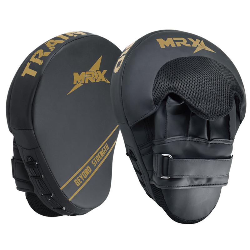 MRX Punching Mitts MMA Muay Thai Boxing Pads, Gel Tech Leather Curved Focus Mitts, Training Hand Pads Sparring Martial Arts Karate Dojo Target Shield