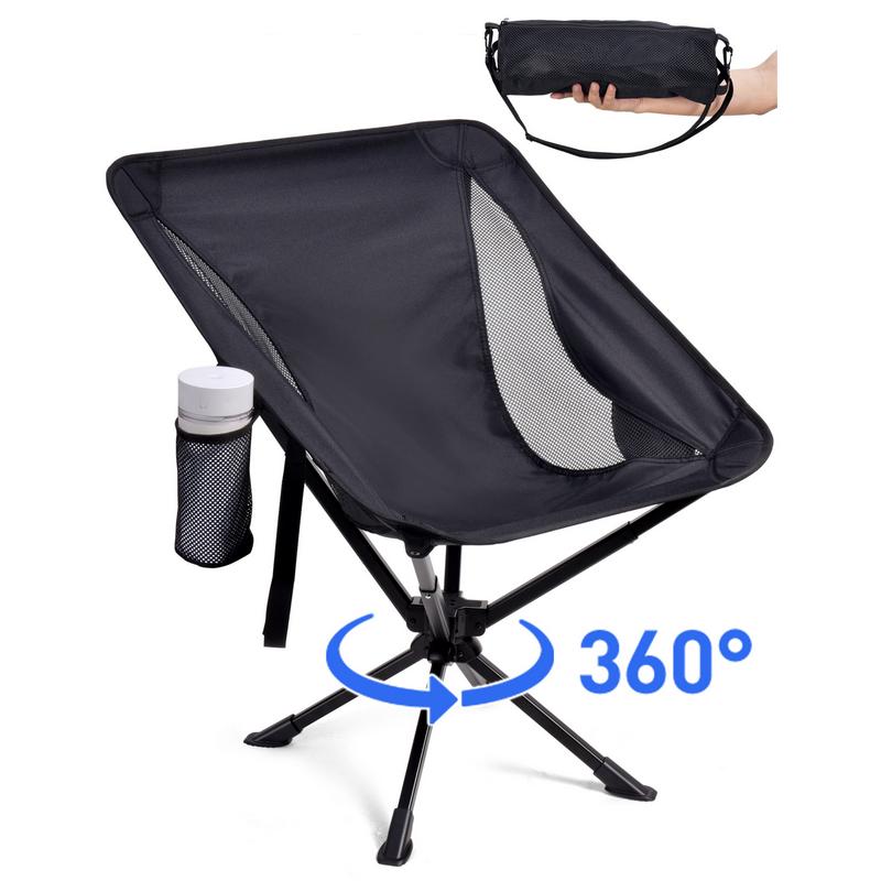 2024 camping gadgets, Summer Portable Swivel Adult Camping Chair, Quick Setup, Lightweight Compact Folding Chair with Cup Holder, Side Pockets and Carrying Bag - Weight Capacity 330 LBS