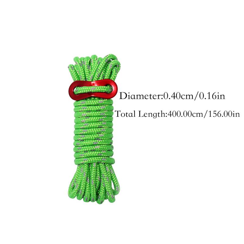 Outdoor Tent Rope, Reflective Thickened Camping Tent Rope Braided Rope, Wind Rope with Adjustment Buckle for Solo Camping, Bikepacking, Glamping