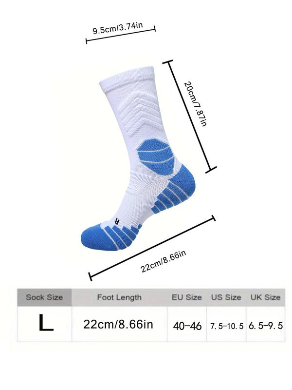 Men's Basketball Socks, Athletic Cushioned Crew Socks with Arch Compression Design, Sports Socks for All Seasons