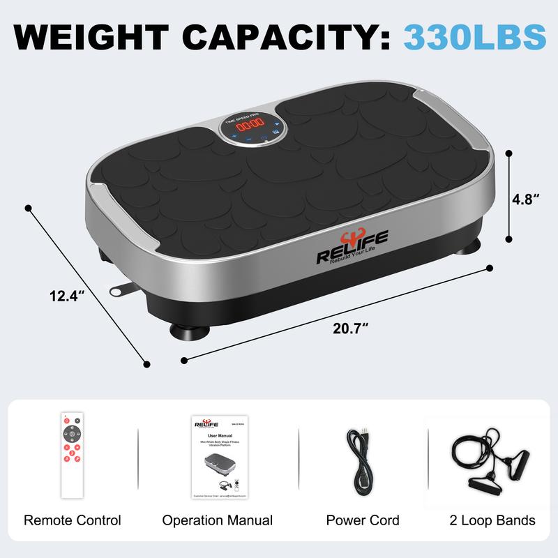 Relife Sports Vibration Plate Exercise Machine with USB speaker Lymphatic Drainage & Whole Body Vibrating Platform Training Equipment for Home Gym