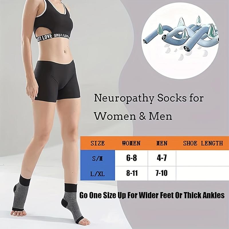 4-Pack Neuropathy Compression Socks with Arch Support and Reinforced Heel and Toe - Moisture-Wicking Poly-Cotton Blend, Ankle Protection and Blood Circulation Improvement - Anti-Fatigue Sports Socks for Men and Women - Hand Wash Only - Knit Fabric for All