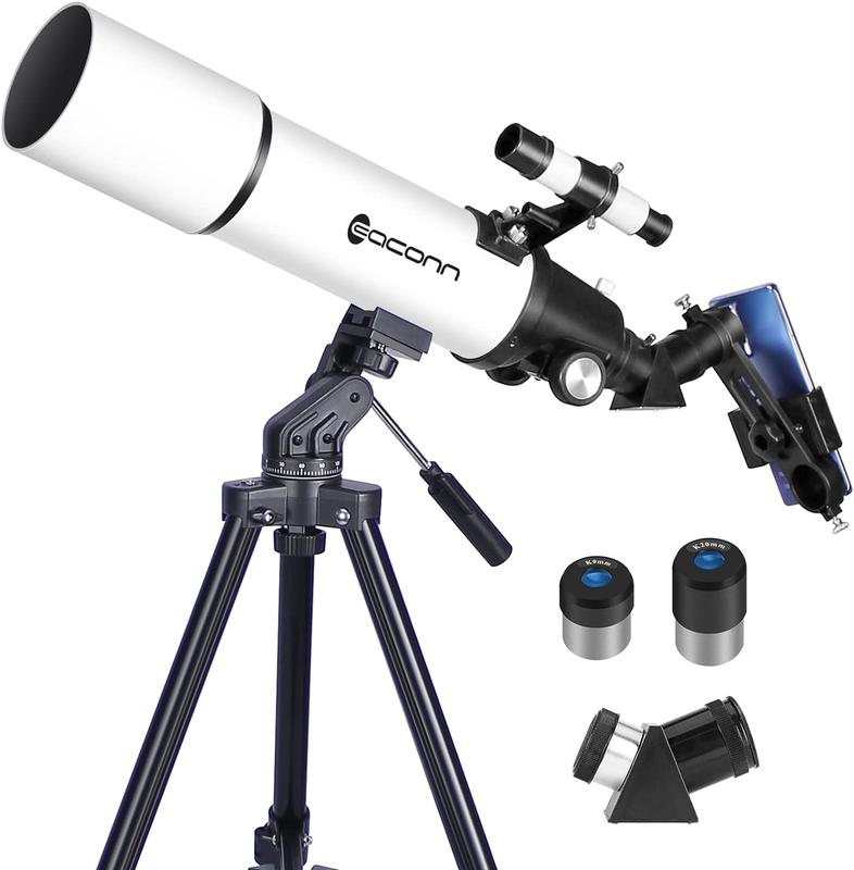 Telescopes for Adults Astronomy, 80mm Aperture 600mm Refractor Telescope for Kids & Beginners, Compact and Portable Travel Telescopio with Backpack