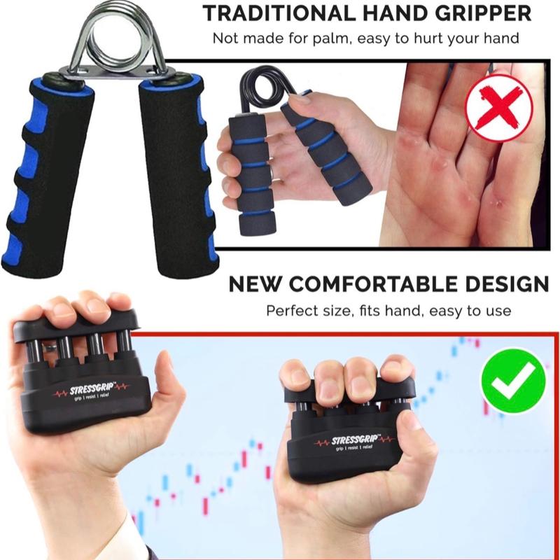 StressGrip - Stress Relief for Adults (Large) - A Stress & Anxiety Relief Device - Comfortable Hand Exerciser - Stress Reliever & Hand Gripper - Black