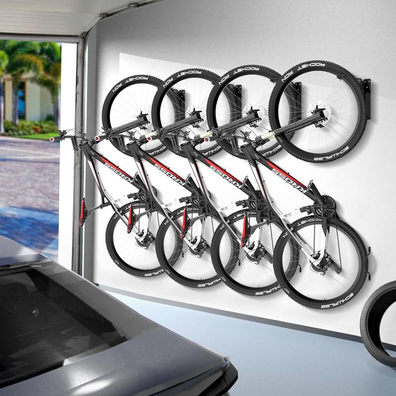 Upgraded 2 Pack Bike Rack Garage Wall Mount, Swivel Bike Rack W Stopper, Swing 90 Degrees Design, Vertical Bike Hanger Hook for Indoor, Bicycle Storage Rack, Space Saving Bike Holder