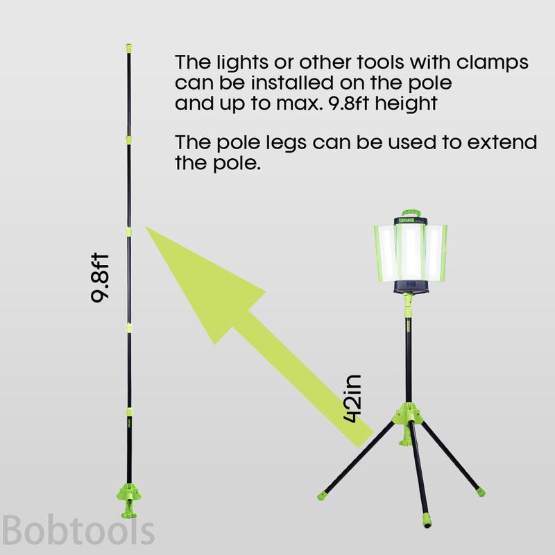 Rechargeable LED Work Light with Stand - Cordless Work Light Kit 3 Page Head, 500 1000 2000 Lumen 3500 6500K Dimmable 6AH Camping Light with Detachable Tripod,Hooks and Carrying Bag