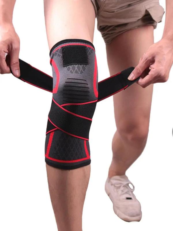 Adjustable Strap Contrast Binding Sports Knee Pad, Breathable Knee Support Brace for Men & Women, Cmpression Kneepads for Badminton Mountaineering Running Fitness