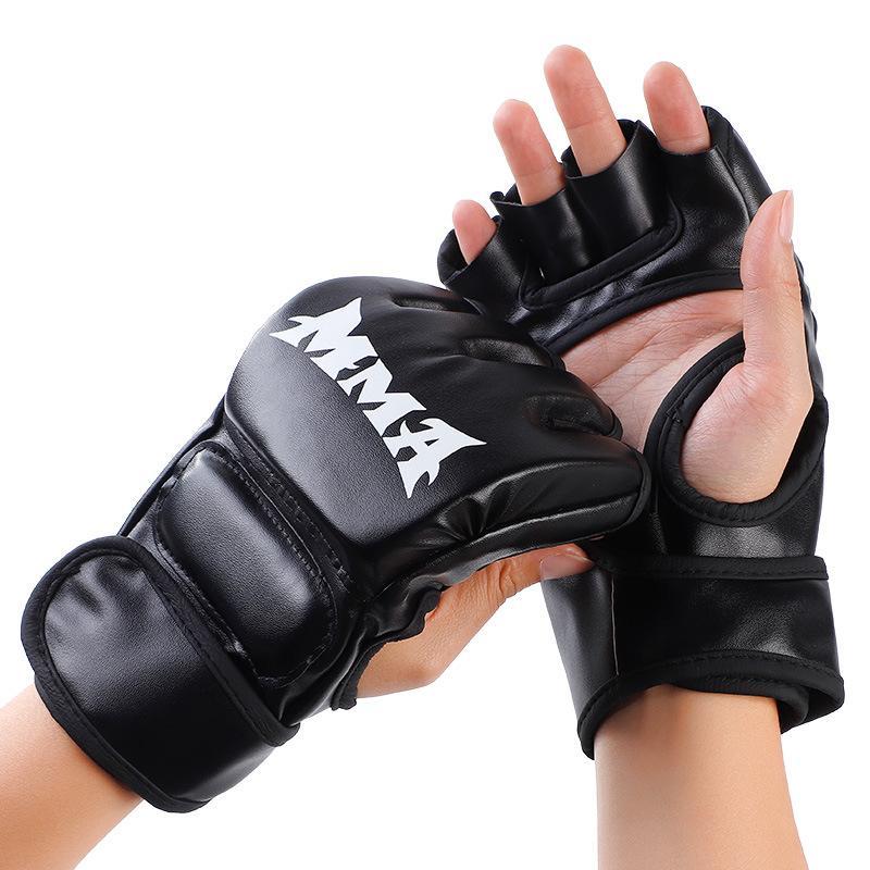 Fingerless Boxing Gloves, 1 Pair Thickened Shock Absorption Half Finger Boxing Gloves, Durable Muay Thai Martial Arts Training Gloves, Boxing Equipment Home Gym Equipment, Gym Accessories, Christmas Gift