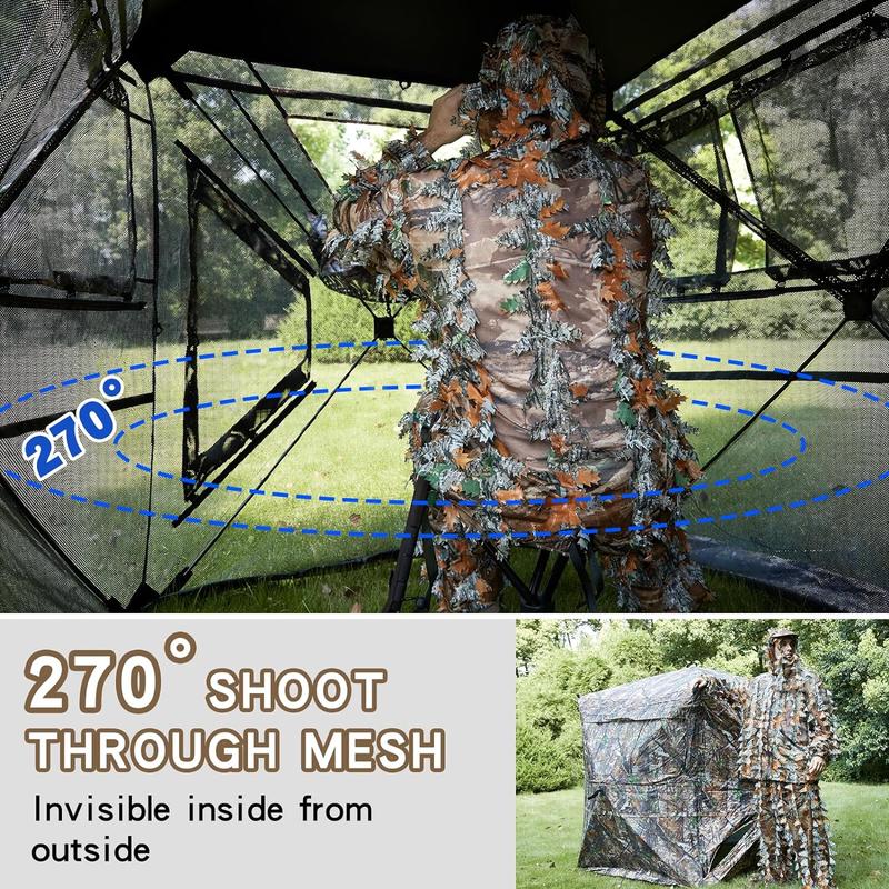 [Spring Sale]Hunting Blind See Through with Silent Magnetic Door&Sliding Windows,2-3 Person Pop Up Ground Blinds 270 Degree Field of View with Carrying Bag,Portable Hunting Tent for Deer&Turkey Hunting camperawningenclosure